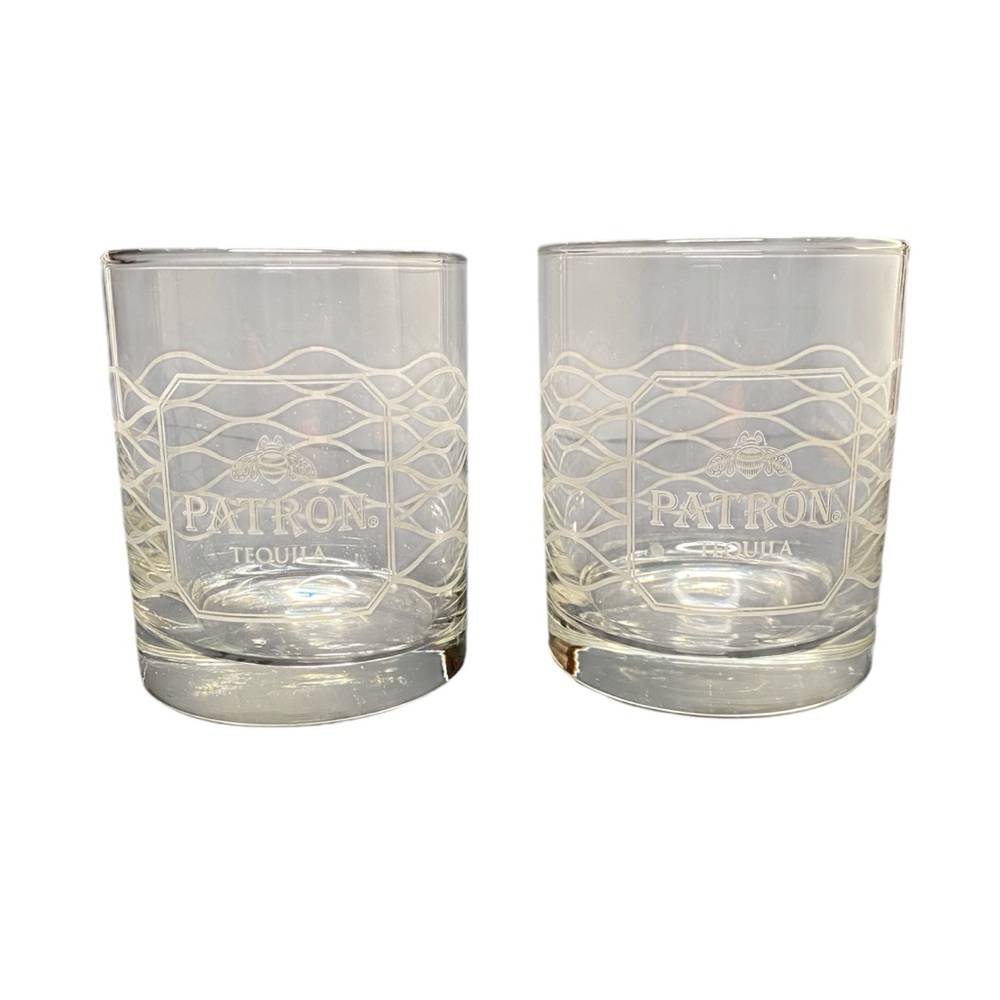 NEW Set Of 2 Patron Tequila Lowball Collin Glass Cups Limited Edition